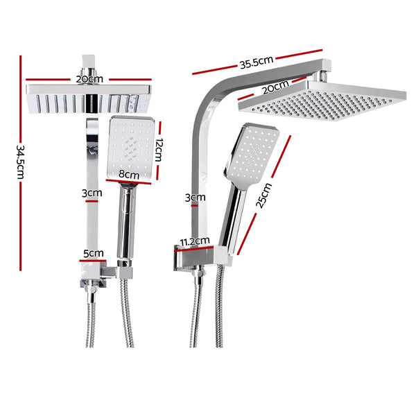 Cefito 8'' Rain Shower Head Set Handheld Square High Pressure Chrome Shower Heads & Combos