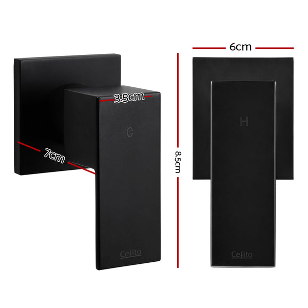 Cefito Shower Twins Tap Wall Brass Hot Cold Basin Bathroom Black Bath Taps