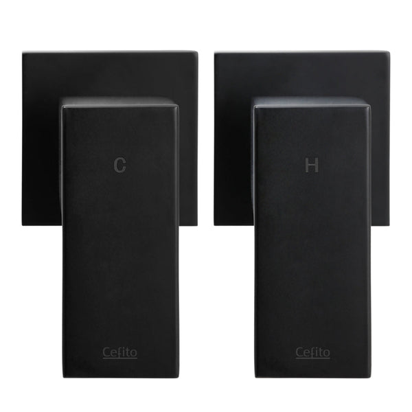 Cefito Shower Twins Tap Wall Brass Hot Cold Basin Bathroom Black Bath Taps
