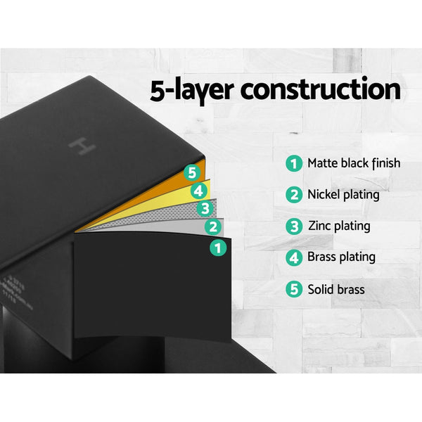 Cefito Shower Twins Tap Wall Brass Hot Cold Basin Bathroom Black Bath Taps