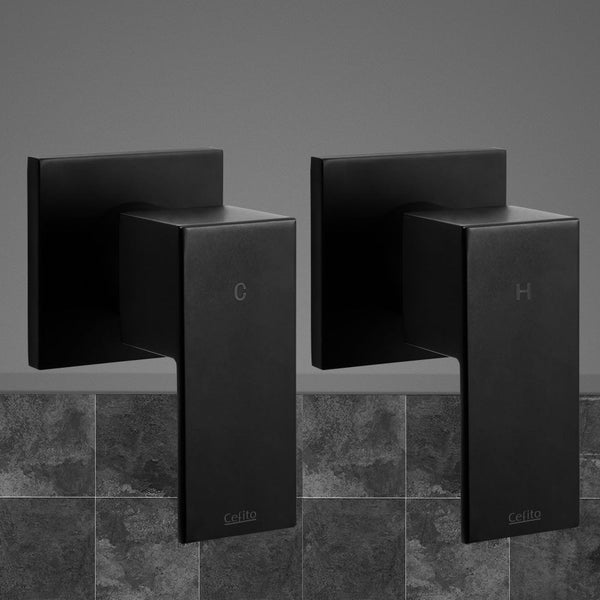 Cefito Shower Twins Tap Wall Brass Hot Cold Basin Bathroom Black Bath Taps