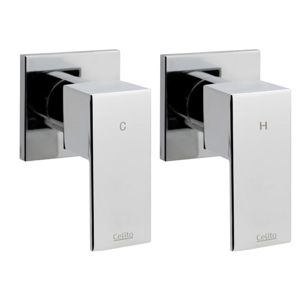 Cefito Shower Twins Tap Wall Brass Hot Cold Basin Bathroom Chrome Bath Taps