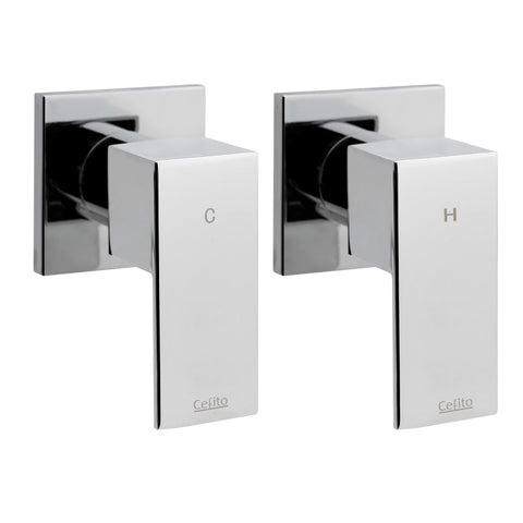Cefito Shower Twins Tap Wall Brass Hot Cold Basin Bathroom Chrome Bath Taps