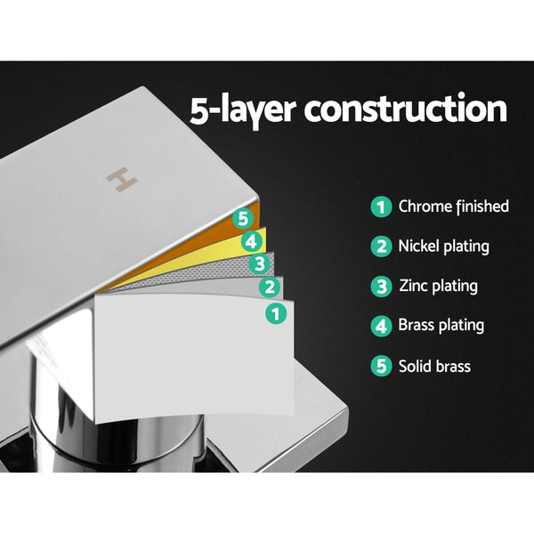 Cefito Shower Twins Tap Wall Brass Hot Cold Basin Bathroom Chrome Bath Taps