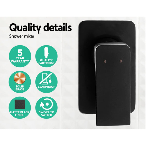 Cefito 8'' Rain Shower Head Wall Arm Square High Pressure Mixer Tap Black Shower Heads & Combos