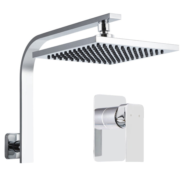 Cefito 8'' Rain Shower Head Wall Arm Square High Pressure Mixer Tap Chrome Shower Head Holders