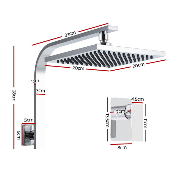 Cefito 8'' Rain Shower Head Wall Arm Square High Pressure Mixer Tap Chrome Shower Head Holders