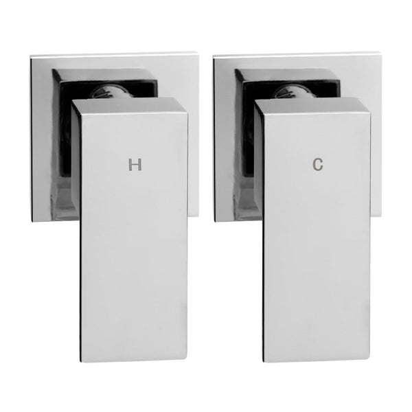 Cefito 8'' Rain Shower Head Wall Arm Square High Pressure Twins Tap Chrome Shower Head Holders