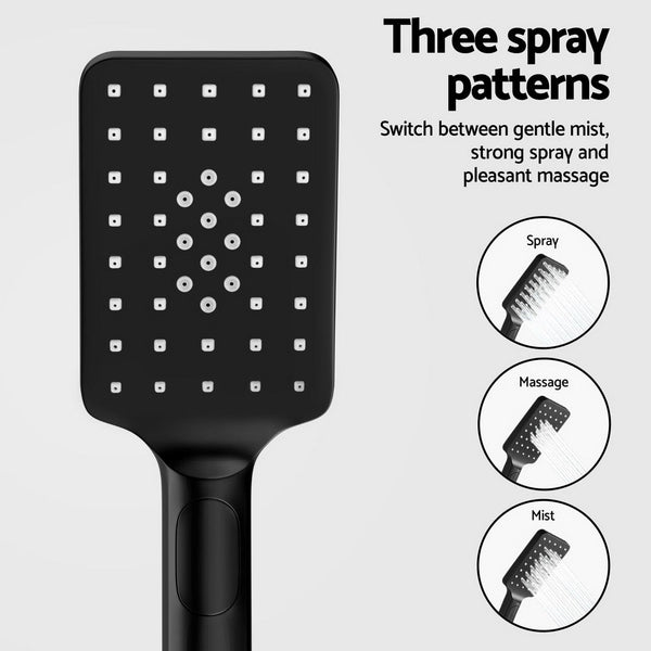 10'' Rain Shower Head Set Handheld Square High Pressure Black Shower Heads & Combos