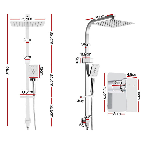 Cefito 10'' Rain Shower Head Set Handheld Square High Pressure Mixer Tap Chrome Shower Heads & Combos
