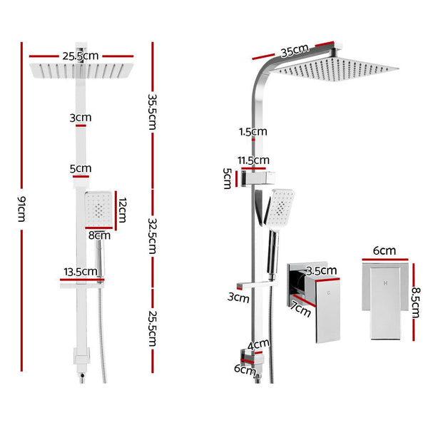 Cefito 10'' Rain Shower Head Set Handheld Square High Pressure Twins Tap Chrome Shower Heads & Combos