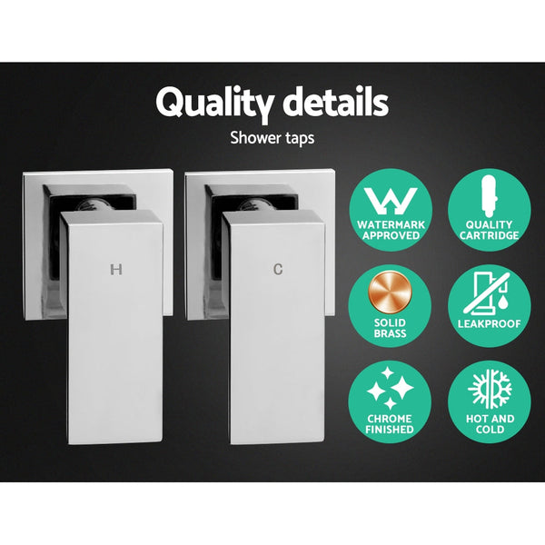 Cefito 10'' Rain Shower Head Set Handheld Square High Pressure Twins Tap Chrome Shower Heads & Combos