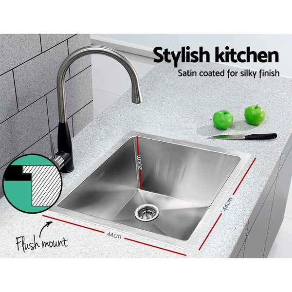 Cefito Kitchen Sink 44X44cm Stainless Steel Basin Single Bowl Silver Kitchen Sinks