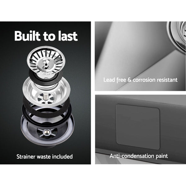 Cefito Kitchen Sink 44X44cm Stainless Steel Basin Single Bowl Silver Kitchen Sinks