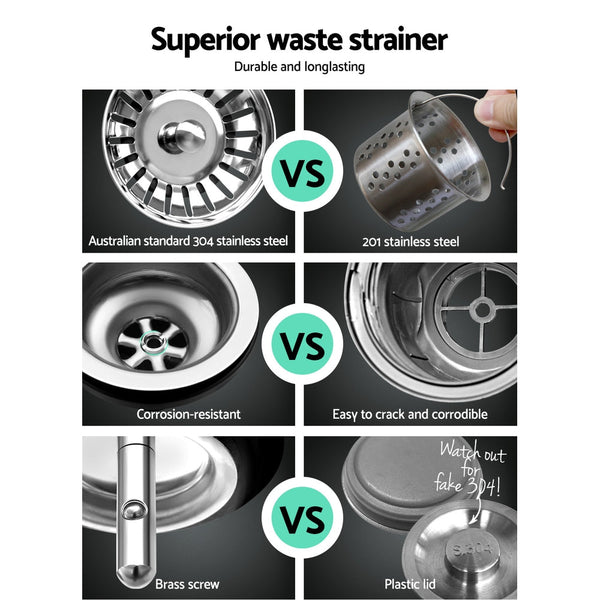 Cefito Kitchen Sink 53X50cm Stainless Steel Basin Single Bowl Silver Kitchen Sinks