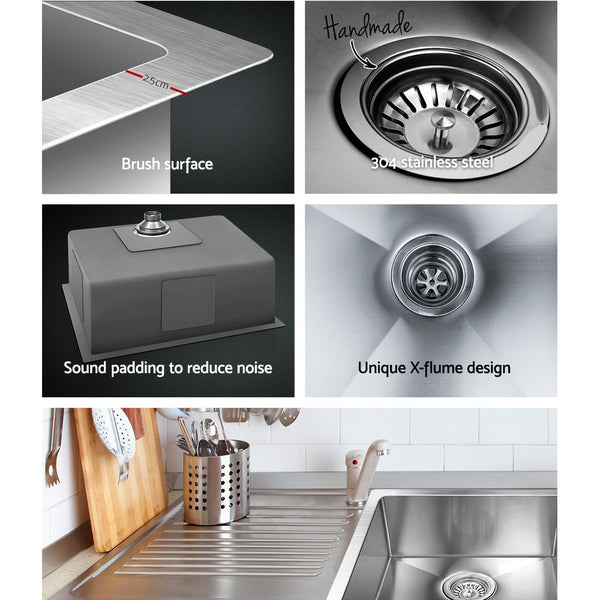 Cefito Kitchen Sink 60X45cm Stainless Steel Basin Single Bowl Silver Kitchen Sinks