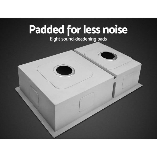 Cefito Kitchen Sink 71X45cm Stainless Steel Basin Double Bowl Silver Kitchen Sinks