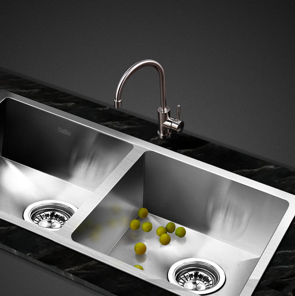Cefito Kitchen Sink 77X45cm Stainless Steel Basin Double Bowl Silver Kitchen Sinks