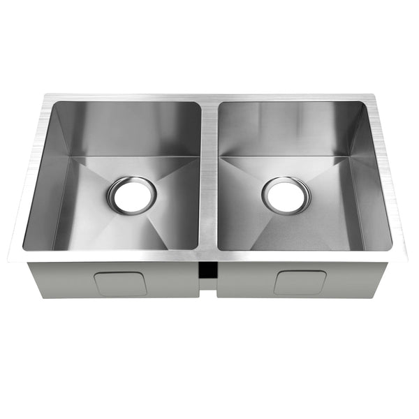 Cefito Kitchen Sink 77X45cm Stainless Steel Basin Double Bowl Silver Kitchen Sinks