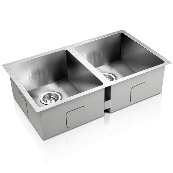 Cefito Kitchen Sink 77X45cm Stainless Steel Basin Double Bowl Silver Kitchen Sinks