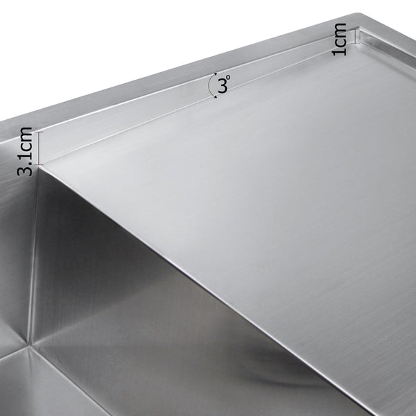 Cefito Kitchen Sink 87X45cm Stainless Steel Basin Single Bowl Silver Kitchen Sinks