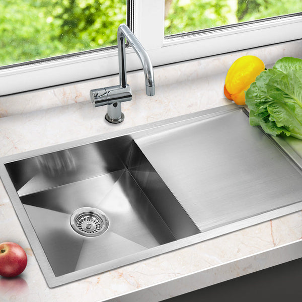 Cefito Kitchen Sink 96X45cm Stainless Steel Basin Single Bowl Silver Kitchen Sinks