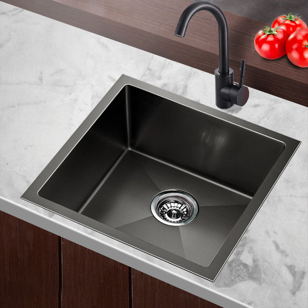 Cefito Kitchen Sink 51X45cm Stainless Steel Basin Single Bowl Black Kitchen Sinks