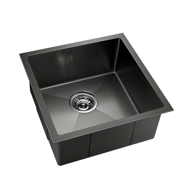 Cefito Kitchen Sink 51X45cm Stainless Steel Basin Single Bowl Black Kitchen Sinks