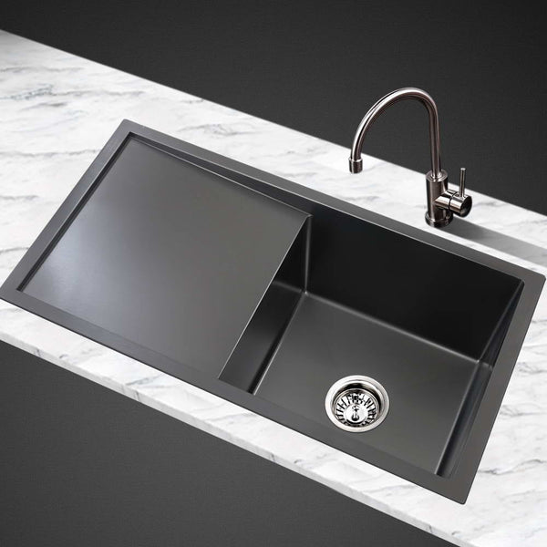 Cefito Kitchen Sink 75X45cm Stainless Steel Basin Single Bowl Black Kitchen Sinks