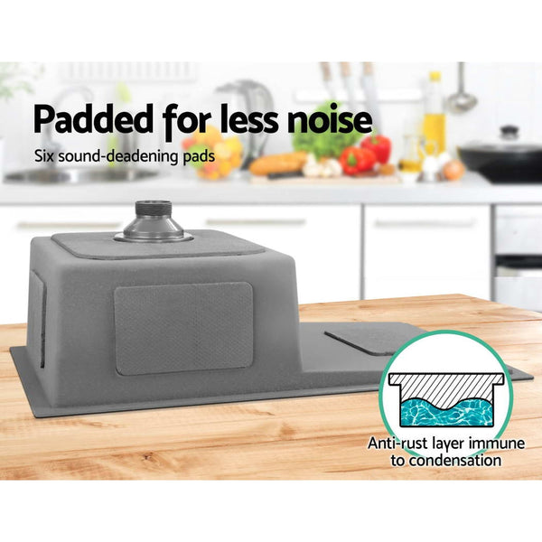 Cefito Kitchen Sink 75X45cm Stainless Steel Basin Single Bowl Black Kitchen Sinks