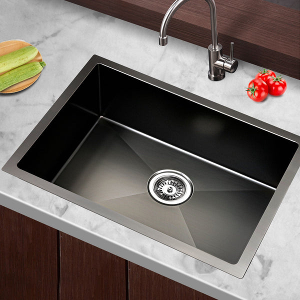 Cefito Kitchen Sink 60X45cm Stainless Steel Basin Single Bowl Black Kitchen Sinks