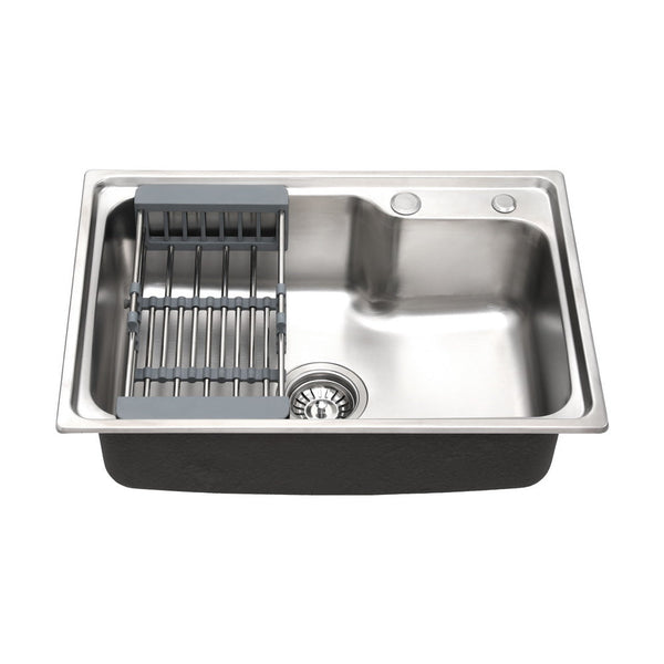 Cefito Kitchen Sink 61X43cm Stainless Steel Basin Single Bowl Silver Drain Basket Kitchen Sinks