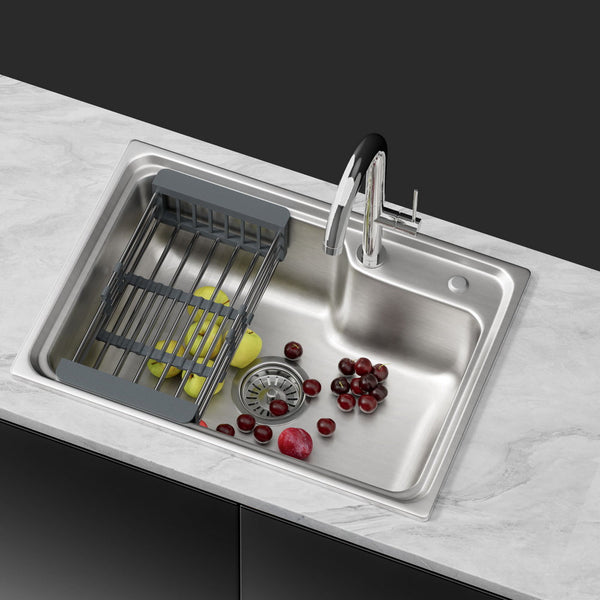 Cefito Kitchen Sink 61X43cm Stainless Steel Basin Single Bowl Silver Drain Basket Kitchen Sinks