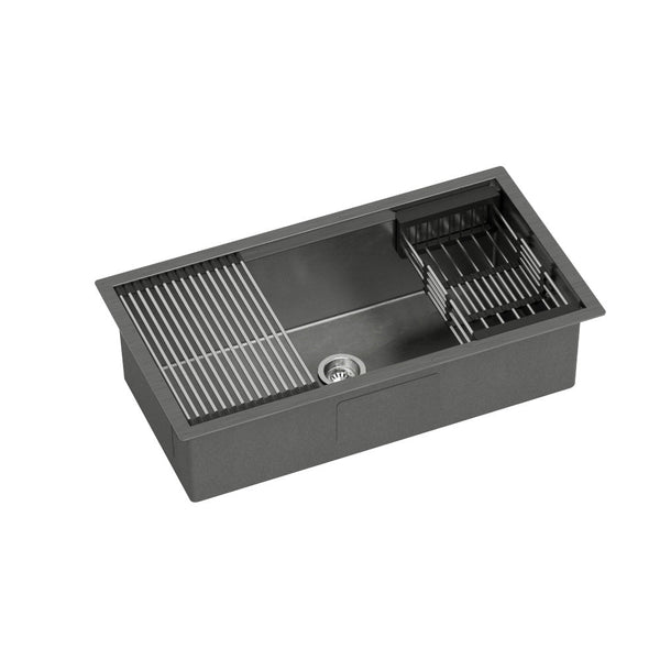 Cefito Kitchen Sink 81X45cm Stainless Steel Single Bowl Drain Rack Basket Black Kitchen Sinks