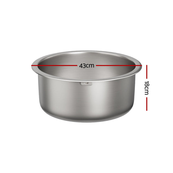 Cefito Kitchen Sink 43Cm Round Stainless Steel Basin Single Bowl Silver Kitchen Sinks