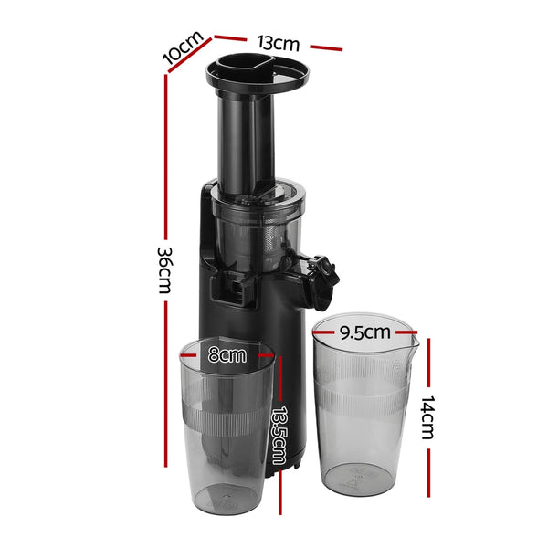 Devanti Slow Juicer Cold Press Fruit Extractor 130W Black Juicers