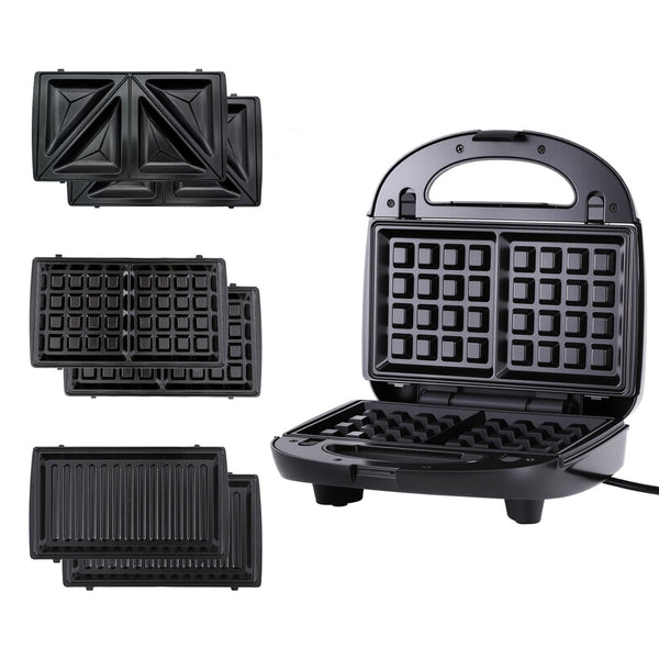 Devanti 3 In 1 Sandwich Press Waffle Maker Panini Press Grill 850W Waffle Makers
