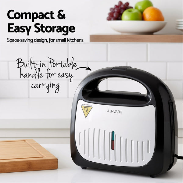Devanti 3 In 1 Sandwich Press Waffle Maker Panini Press Grill 850W Waffle Makers