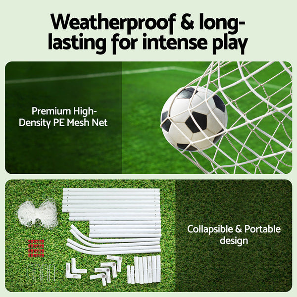 Everfit 12Ft Soccer Football Goal Net Upvc Frame With Pe Mesh Weatherproof Portable Goals For Backyard Training Competitive Play Soccer Goals