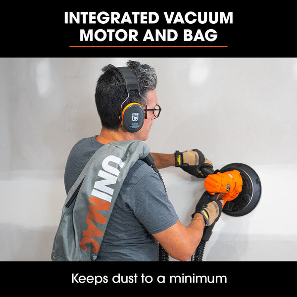 Unimac 180Mm 850W Handheld Drywall Sander Electric Wall Sanding Machine With Automatic Vacuum System Led Worklight 6X Discs Drywall Tools