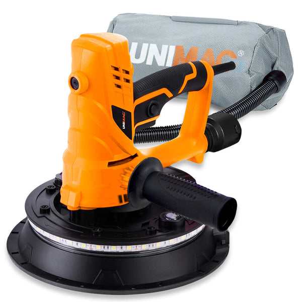 Unimac 180Mm 850W Handheld Drywall Sander Electric Wall Sanding Machine With Automatic Vacuum System Led Worklight 6X Discs Drywall Tools