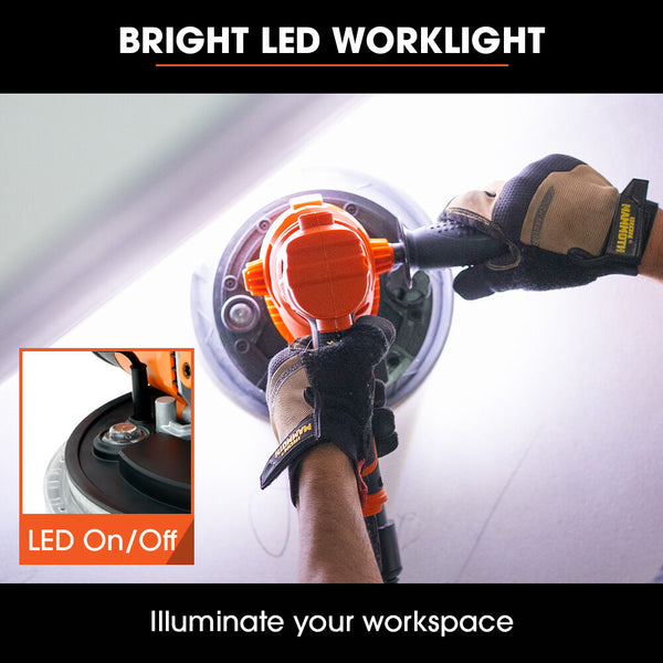 Unimac 180Mm 850W Handheld Drywall Sander Electric Wall Sanding Machine With Automatic Vacuum System Led Worklight 6X Discs Drywall Tools