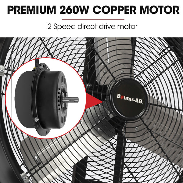 Baumr Ag 24' 610Mm 260W Industrial Mobile Floor Drum Fan Tilting Large Commercial Heavy Duty Frame Eess Certified Portable Fans
