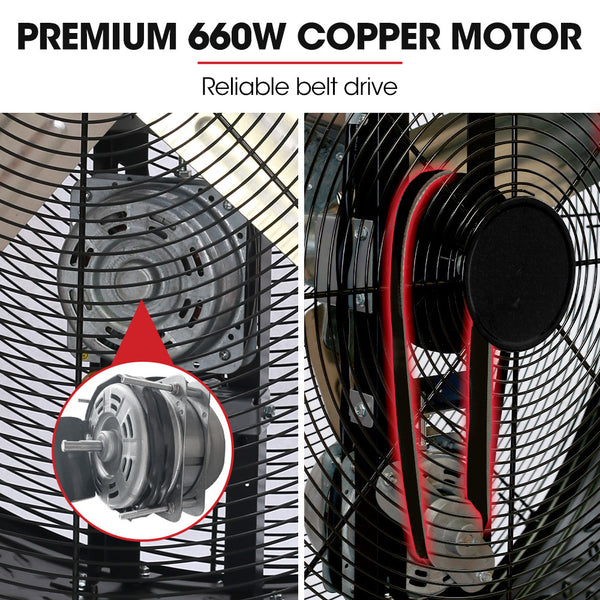 Baumr Ag 42' 1067Mm 660W Industrial Mobile Floor Drum Fan Belt Drive Tilting Large Commercial Heavy Duty Frame Eess Certified Portable Fans