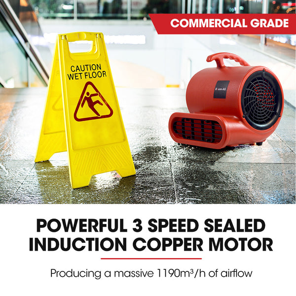 Baumr Ag 3 Speed Carpet Dryer Air Mover Blower Fan 700Cfm Sealed Copper Motor Poly Housing Blowers Air Movers & Dryers