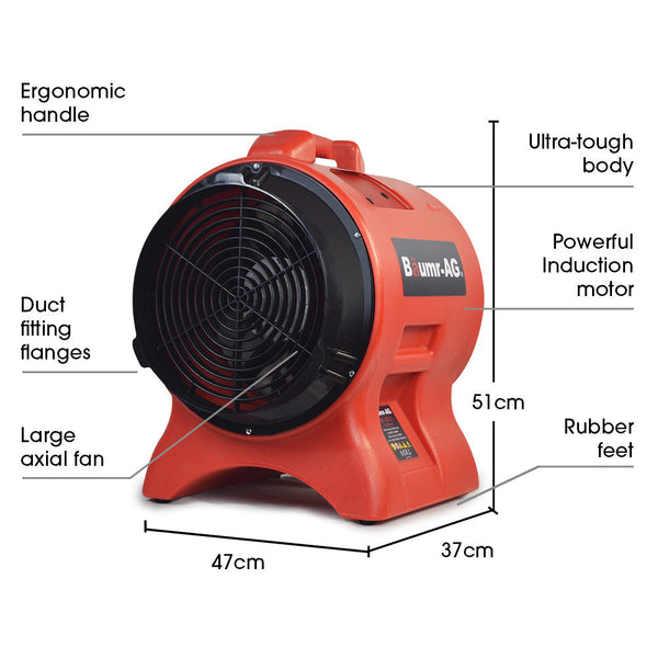 Baumr Ag Baumr Ag 300Mm (12 Inch) Portable Air Blower Mover Axial Ventilation Extraction Fan Exhaust Fans & Ventilators