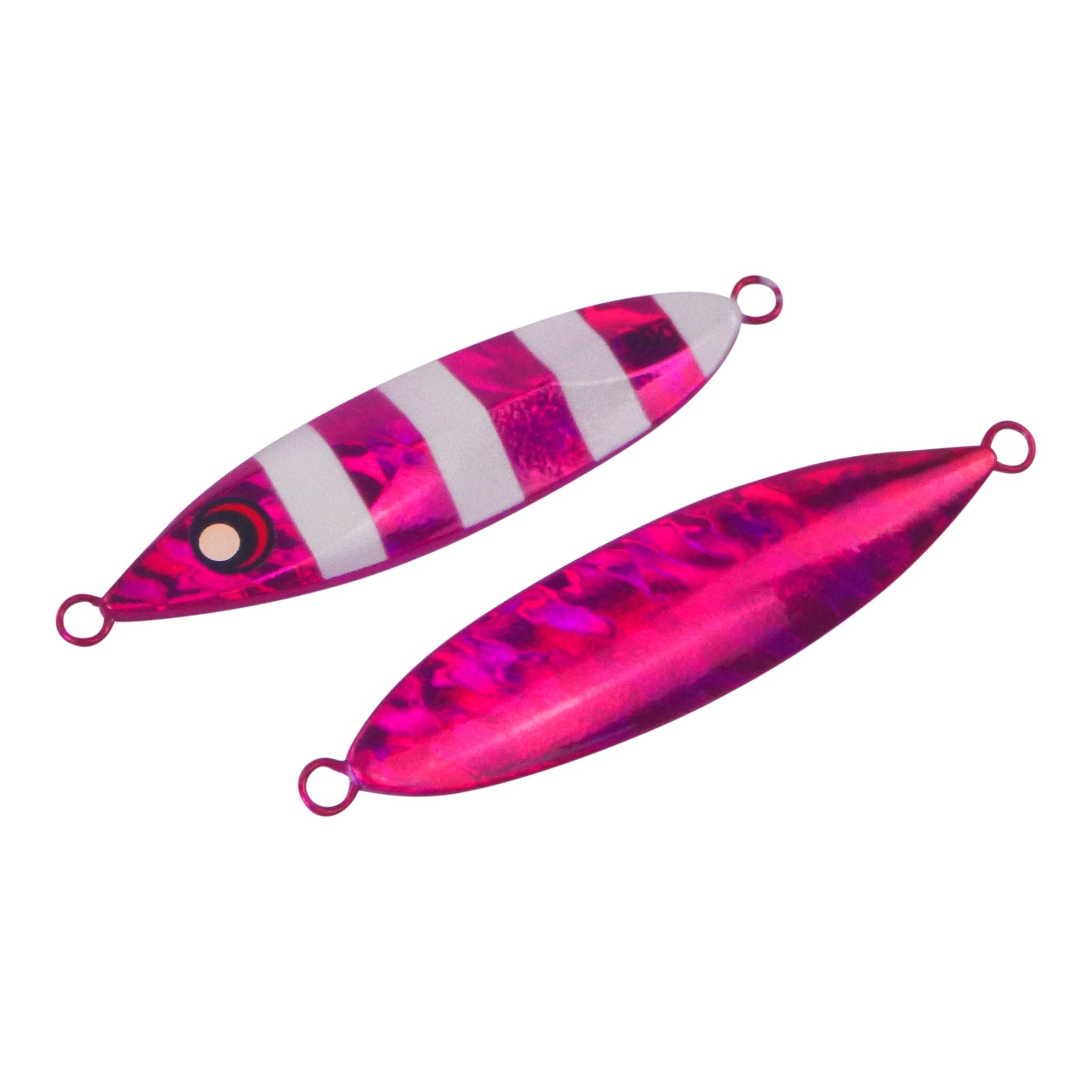 Finesse Slow Pitch Flutter Jig 60Gm Hot Pink Stripe 2 Pack Baits & Lures