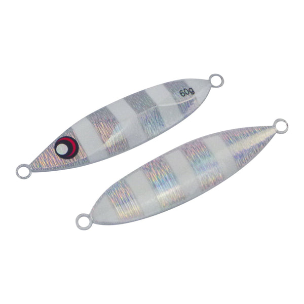 Finesse Slow Pitch Flutter Jig 60Gm Silver White 2 Pack Baits & Lures