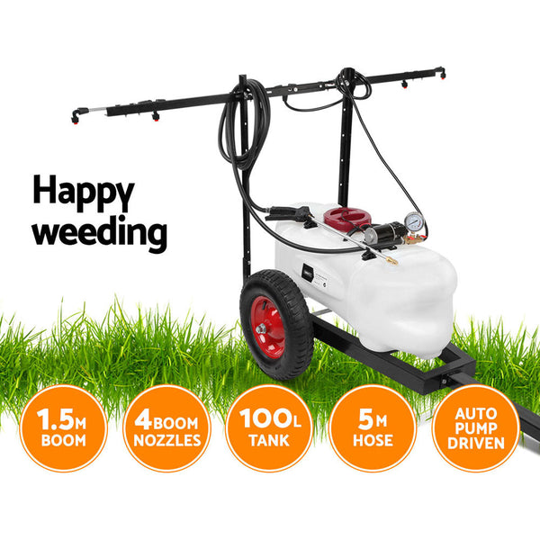 Giantz Weed Sprayer 100L Trailer 1.5M Boom Garden Weed Sprayers