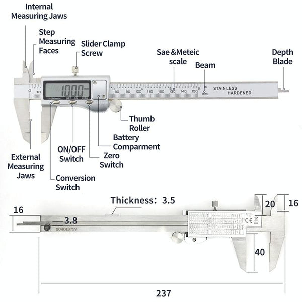 Digital Vernier Caliper With Lcd Display Measuring Tool Vernier Calipers